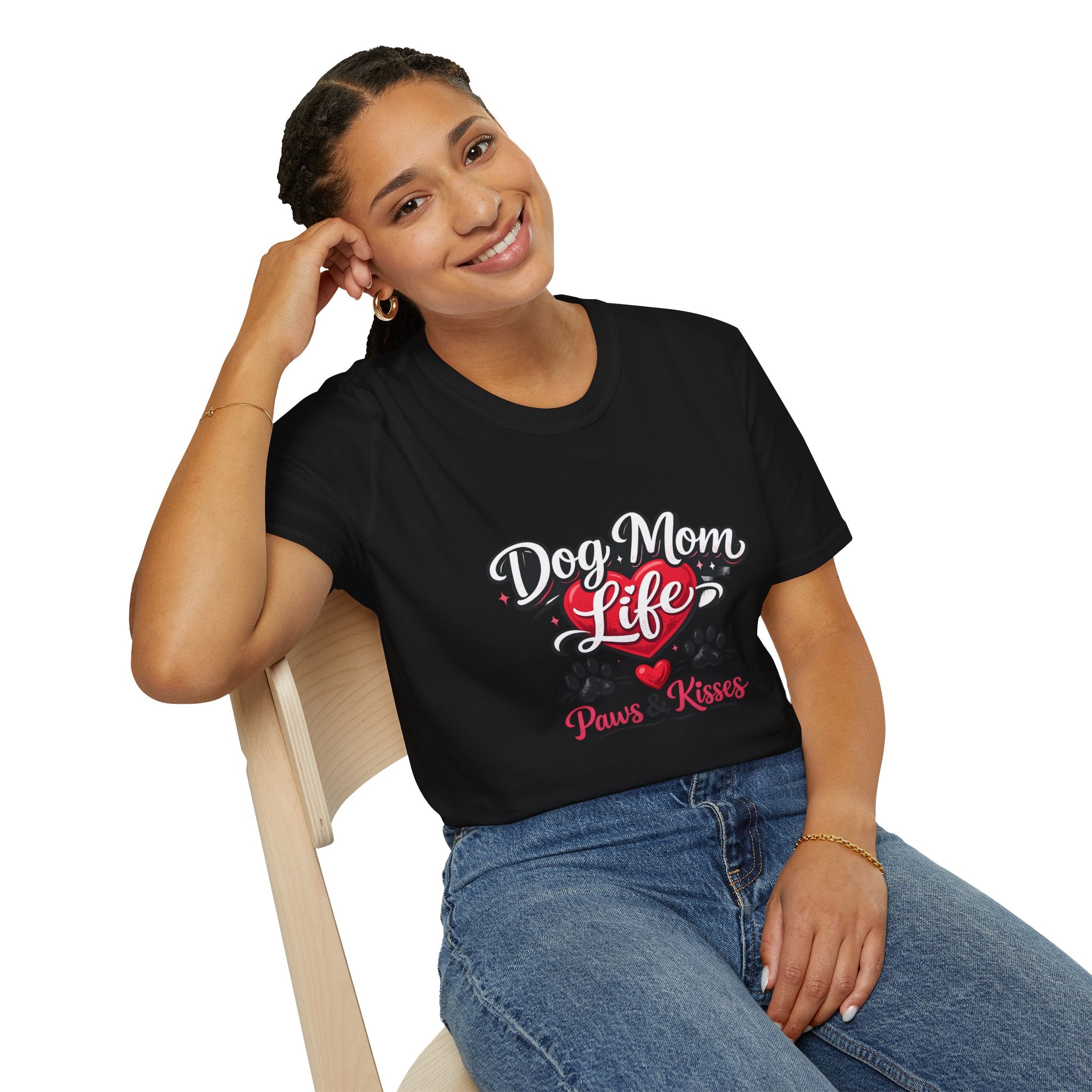 Dog Mom Life T-Shirt – "Paws & Kisses" Cute Pet Lover Tee