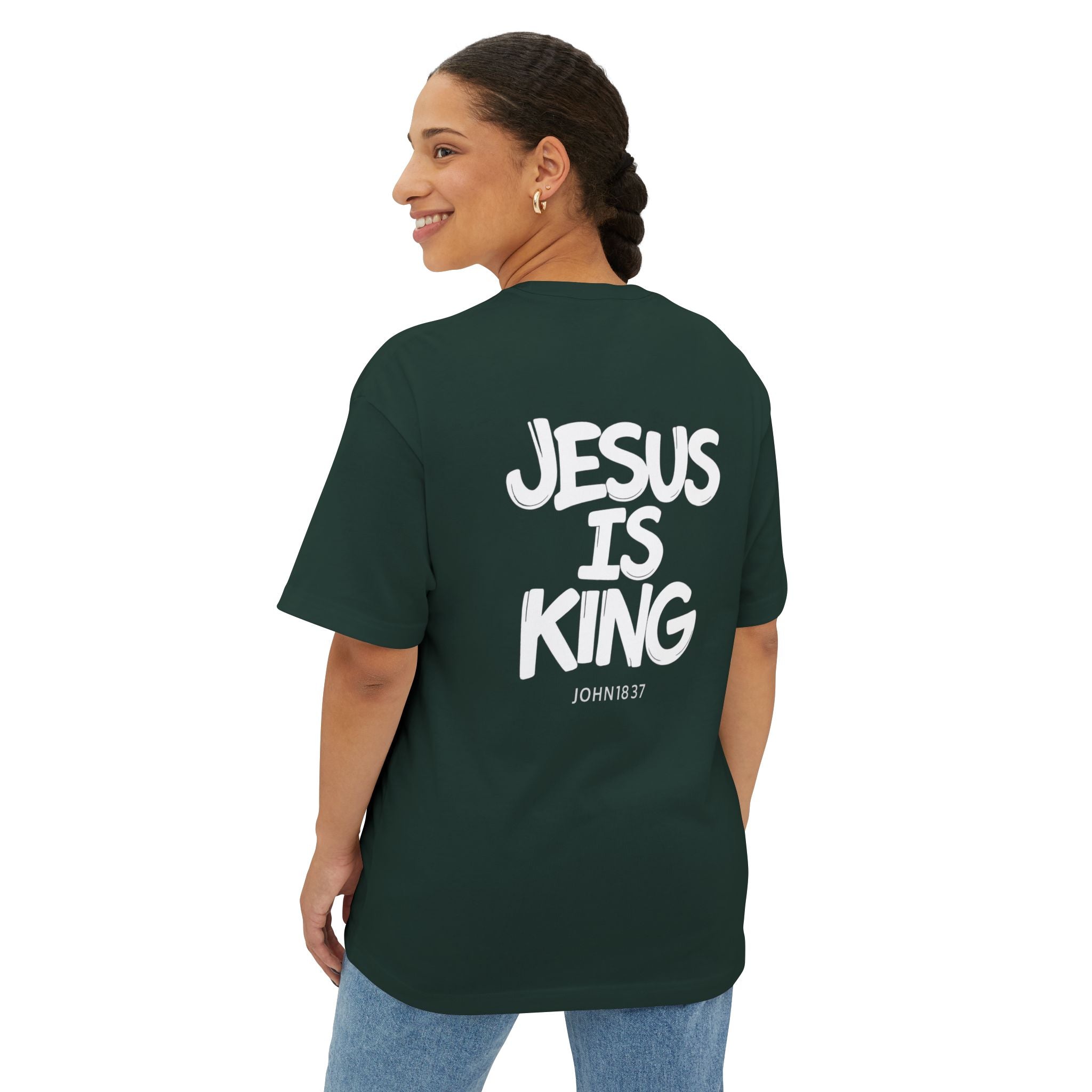Jesus Is King Oversized Tee — Christian Graphic T‑Shirt  (John 18:37)