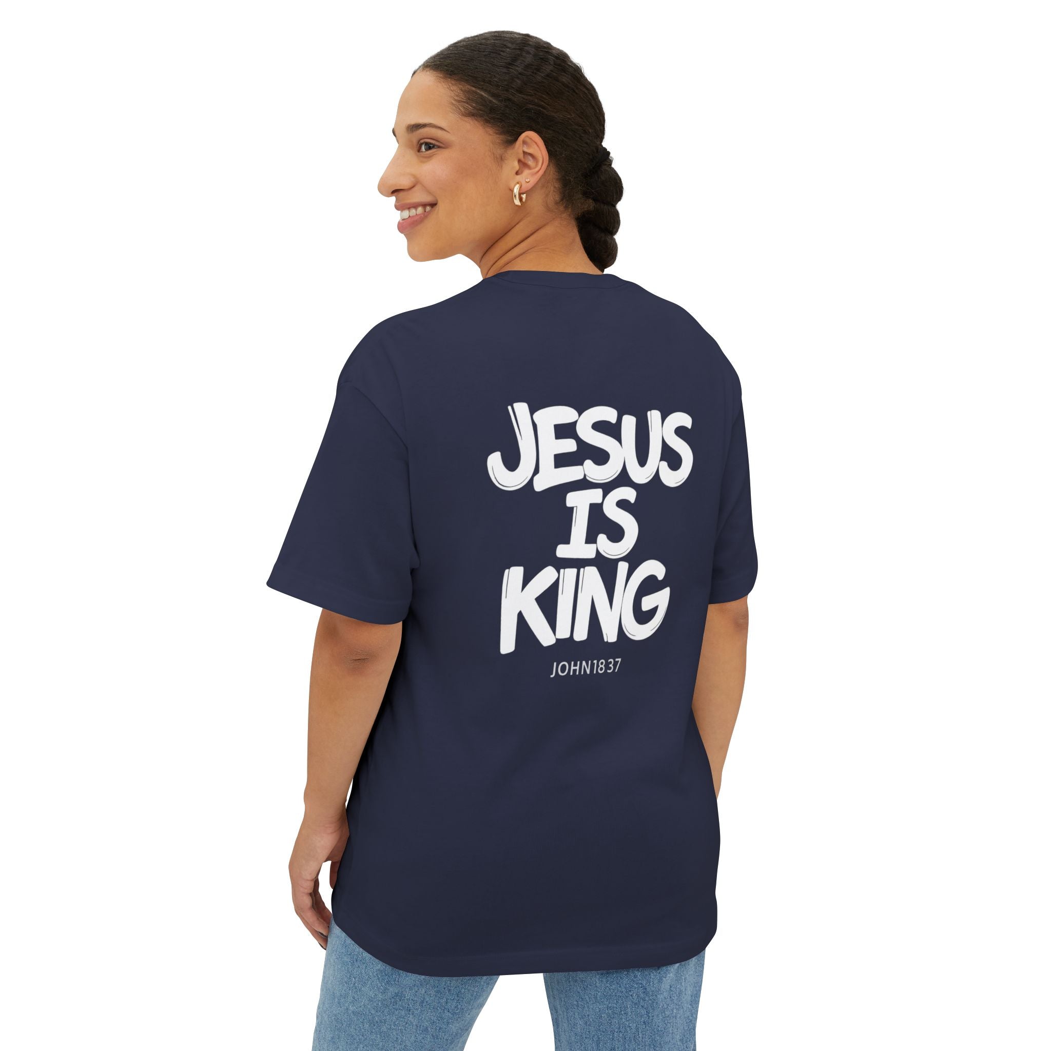 Jesus Is King Oversized Tee — Christian Graphic T‑Shirt  (John 18:37)