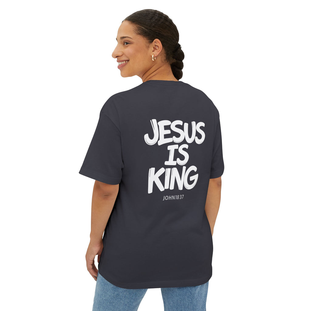 Jesus Is King Oversized Tee — Christian Graphic T‑Shirt  (John 18:37)