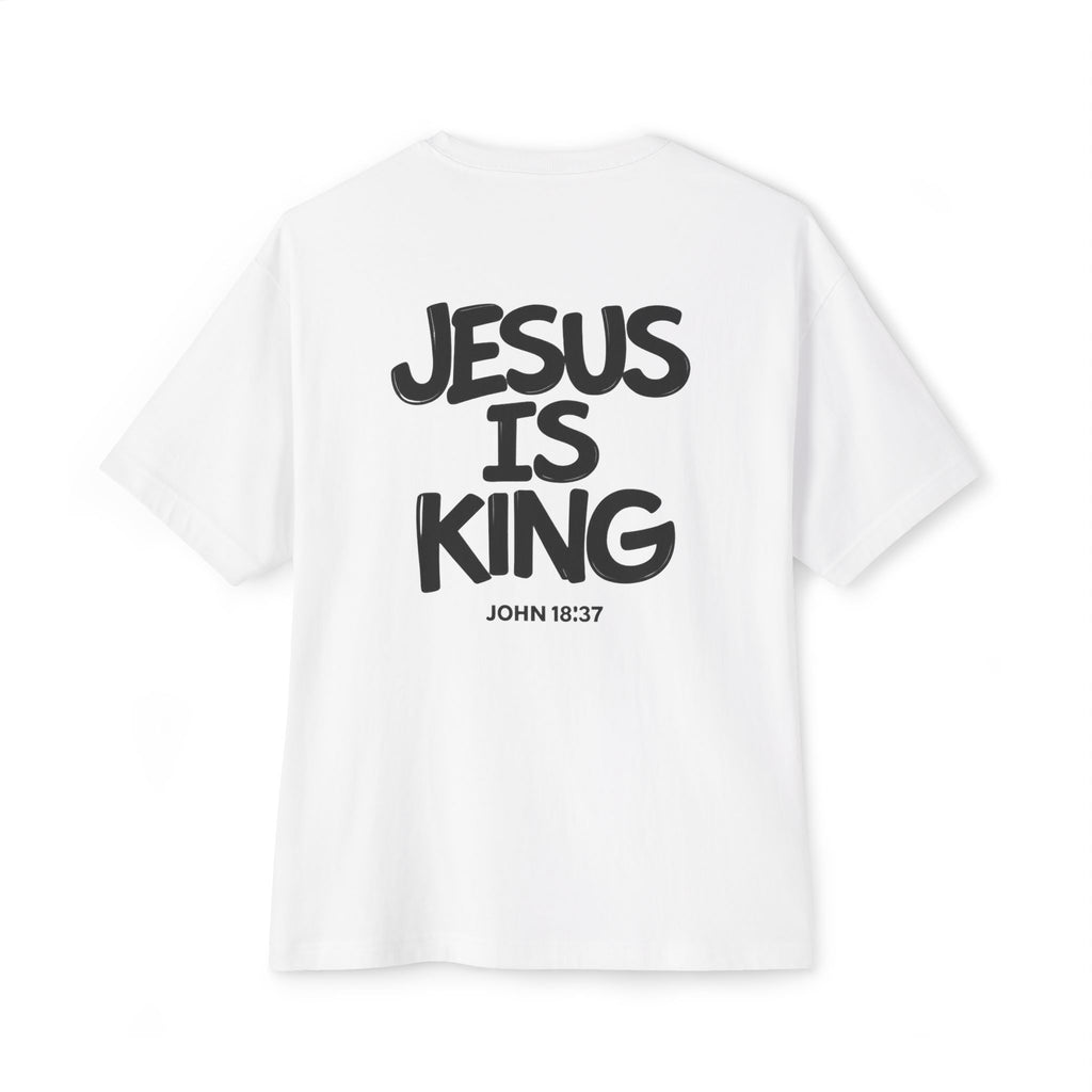 Jesus Is King Oversized Tee — Christian Graphic T‑Shirt  (John 18:37)